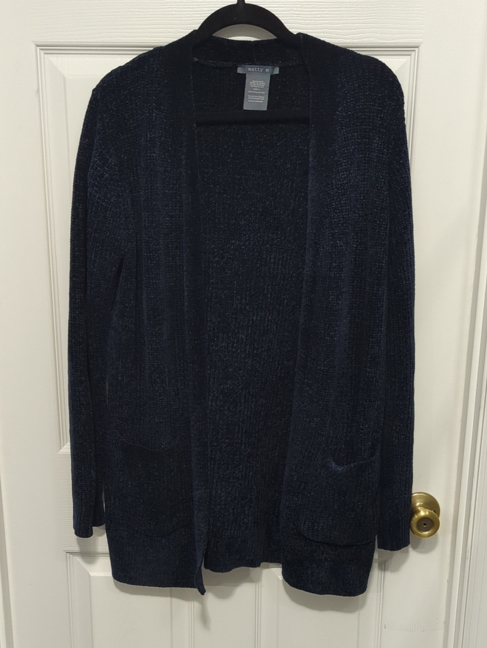 Matty M Navy Open-Front Knit Cardigan